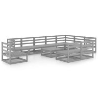 vidaXL 11-tlg. Garten-Lounge-Set Grau Kiefer Massivholz