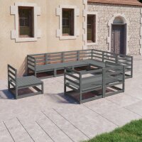 vidaXL 9-tlg. Garten-Lounge-Set Grau Kiefer Massivholz