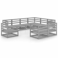 vidaXL 9-tlg. Garten-Lounge-Set Grau Kiefer Massivholz