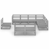 vidaXL 9-tlg. Garten-Lounge-Set Grau Kiefer Massivholz