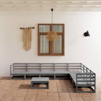 vidaXL 9-tlg. Garten-Lounge-Set Grau Kiefer Massivholz