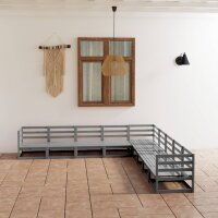 vidaXL 9-tlg. Garten-Lounge-Set Grau Kiefer Massivholz