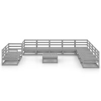 vidaXL 11-tlg. Garten-Lounge-Set Grau Kiefer Massivholz