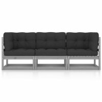 vidaXL 3-Sitzer-Gartensofa mit Kissen Kiefer Massivholz