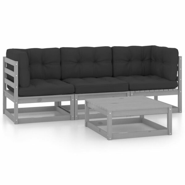 vidaXL 4-tlg. Garten-Lounge-Set mit Kissen Kiefer Massivholz