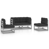 vidaXL 4-tlg. Garten-Lounge-Set mit Kissen Kiefer Massivholz