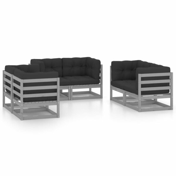 vidaXL 6-tlg. Garten-Lounge-Set mit Kissen Kiefer Massivholz