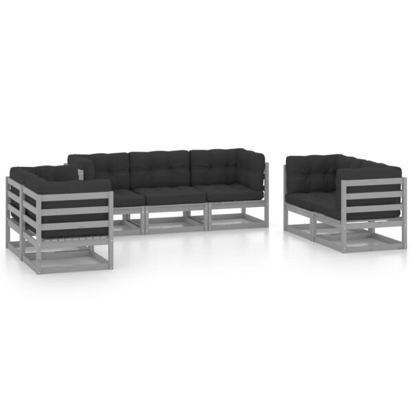 vidaXL 7-tlg. Garten-Lounge-Set mit Kissen Kiefer Massivholz