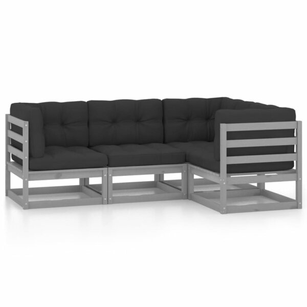 vidaXL 4-tlg. Garten-Lounge-Set mit Kissen Kiefer Massivholz