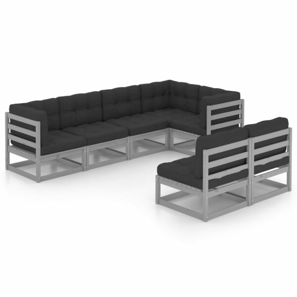 vidaXL 7-tlg. Garten-Lounge-Set mit Kissen Kiefer Massivholz