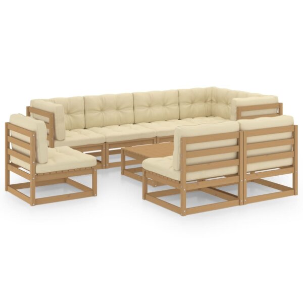 vidaXL 9-tlg. Garten-Lounge-Set mit Kissen Kiefer Massivholz