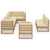 vidaXL 9-tlg. Garten-Lounge-Set mit Kissen Kiefer Massivholz