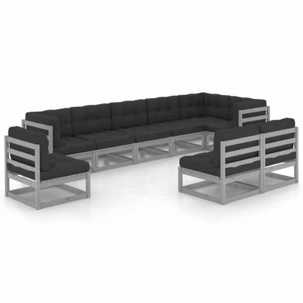 vidaXL 9-tlg. Garten-Lounge-Set mit Kissen Kiefer Massivholz