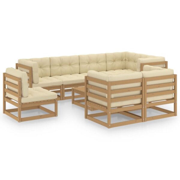 vidaXL 9-tlg. Garten-Lounge-Set mit Kissen Kiefer Massivholz