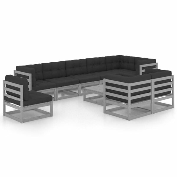 vidaXL 10-tlg. Garten-Lounge-Set mit Kissen Kiefer Massivholz