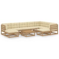 vidaXL 10-tlg. Garten-Lounge-Set Kissen Honigbraun Kiefer Massivholz