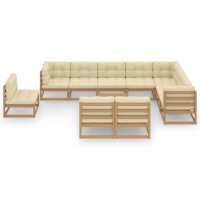 vidaXL 11-tlg. Garten-Lounge-Set Kissen Honigbraun Kiefer...