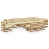 vidaXL 11-tlg. Garten-Lounge-Set Kissen Honigbraun Kiefer...