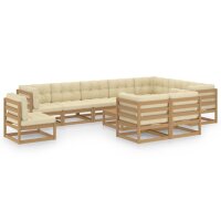 vidaXL 11-tlg. Garten-Lounge-Set Kissen Honigbraun Kiefer...