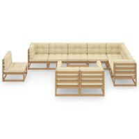 vidaXL 11-tlg. Garten-Lounge-Set Kissen Honigbraun Kiefer...