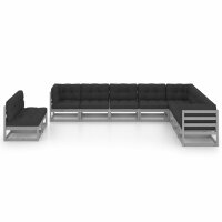 vidaXL 10-tlg. Garten-Lounge-Set mit Kissen Grau Kiefer...