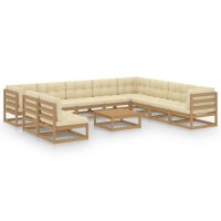 vidaXL 11-tlg. Garten-Lounge-Set Kissen Honigbraun Kiefer...