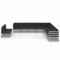 vidaXL 11-tlg. Garten-Lounge-Set mit Kissen Grau Kiefer...