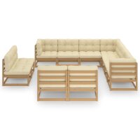 vidaXL 12-tlg. Garten-Lounge-Set Kissen Honigbraun Kiefer Massivholz