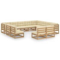 vidaXL 12-tlg. Garten-Lounge-Set Kissen Honigbraun Kiefer Massivholz