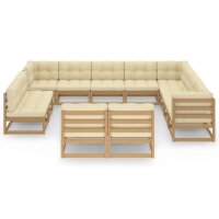 vidaXL 12-tlg. Garten-Lounge-Set Kissen Honigbraun Kiefer Massivholz