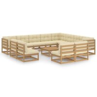 vidaXL 13-tlg. Garten-Lounge-Set Kissen Honigbraun Kiefer Massivholz