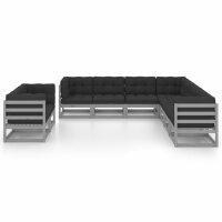 vidaXL 9-tlg. Garten-Lounge-Set mit Kissen Grau Kiefer Massivholz