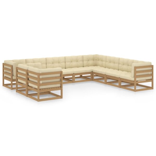 vidaXL 10-tlg. Garten-Lounge-Set Kissen Honigbraun Kiefer Massivholz