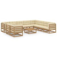 vidaXL 11-tlg. Garten-Lounge-Set Kissen Honigbraun Kiefer Massivholz