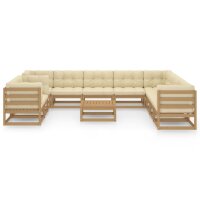 vidaXL 11-tlg. Garten-Lounge-Set Kissen Honigbraun Kiefer Massivholz