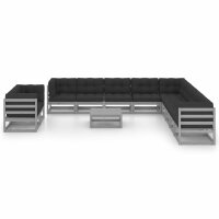 vidaXL 12-tlg. Garten-Lounge-Set mit Kissen Grau Kiefer Massivholz