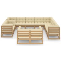 vidaXL 12-tlg. Garten-Lounge-Set Kissen Honigbraun Kiefer Massivholz