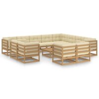 vidaXL 13-tlg. Garten-Lounge-Set Kissen Honigbraun Kiefer Massivholz