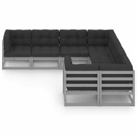 vidaXL 8-tlg. Garten-Lounge-Set mit Kissen Grau Kiefer Massivholz