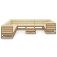 vidaXL 12-tlg. Garten-Lounge-Set Kissen Honigbraun Kiefer Massivholz