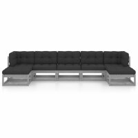 vidaXL 7-tlg. Garten-Lounge-Set mit Kissen Grau Kiefer Massivholz