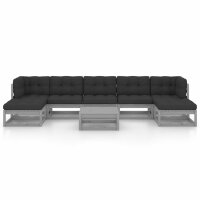 vidaXL 8-tlg. Garten-Lounge-Set mit Kissen Grau Kiefer Massivholz