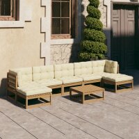 vidaXL 8-tlg. Garten-Lounge-Set Kissen Honigbraun Kiefer Massivholz