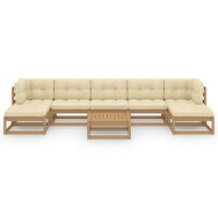 vidaXL 8-tlg. Garten-Lounge-Set Kissen Honigbraun Kiefer Massivholz