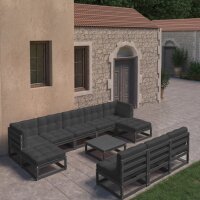 vidaXL 11-tlg. Garten-Lounge-Set mit Kissen Schwarz...