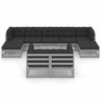 vidaXL 10-tlg. Garten-Lounge-Set mit Kissen Grau Kiefer...