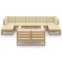 vidaXL 10-tlg. Garten-Lounge-Set Kissen Honigbraun Kiefer Massivholz