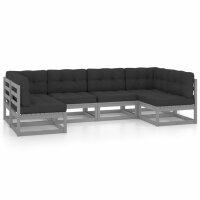 vidaXL 6-tlg. Garten-Lounge-Set mit Kissen Grau Kiefer...