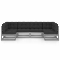 vidaXL 6-tlg. Garten-Lounge-Set mit Kissen Grau Kiefer...