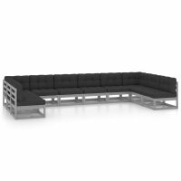 vidaXL 10-tlg. Garten-Lounge-Set mit Kissen Grau Kiefer...